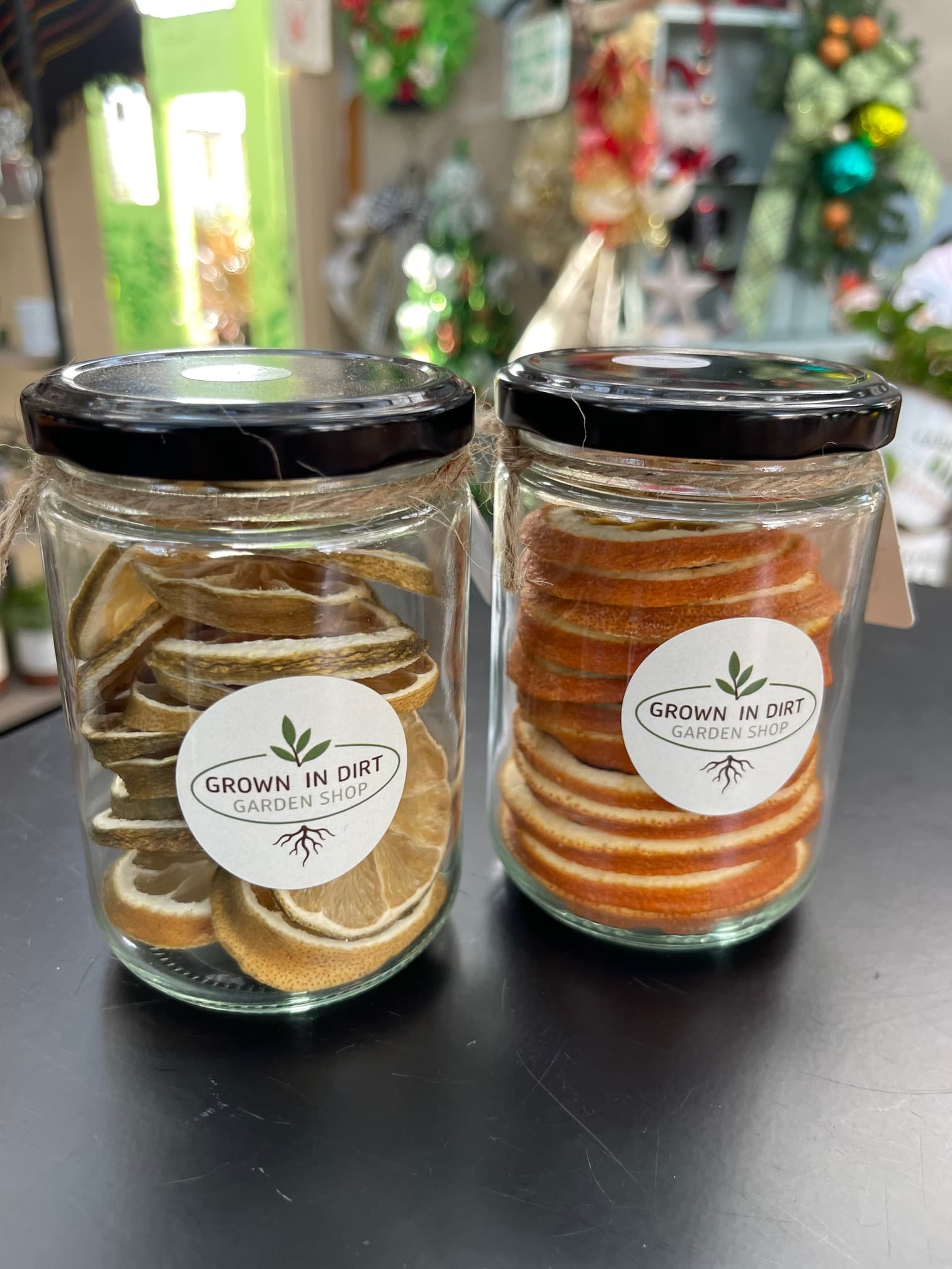 A vibrant green corner of the store