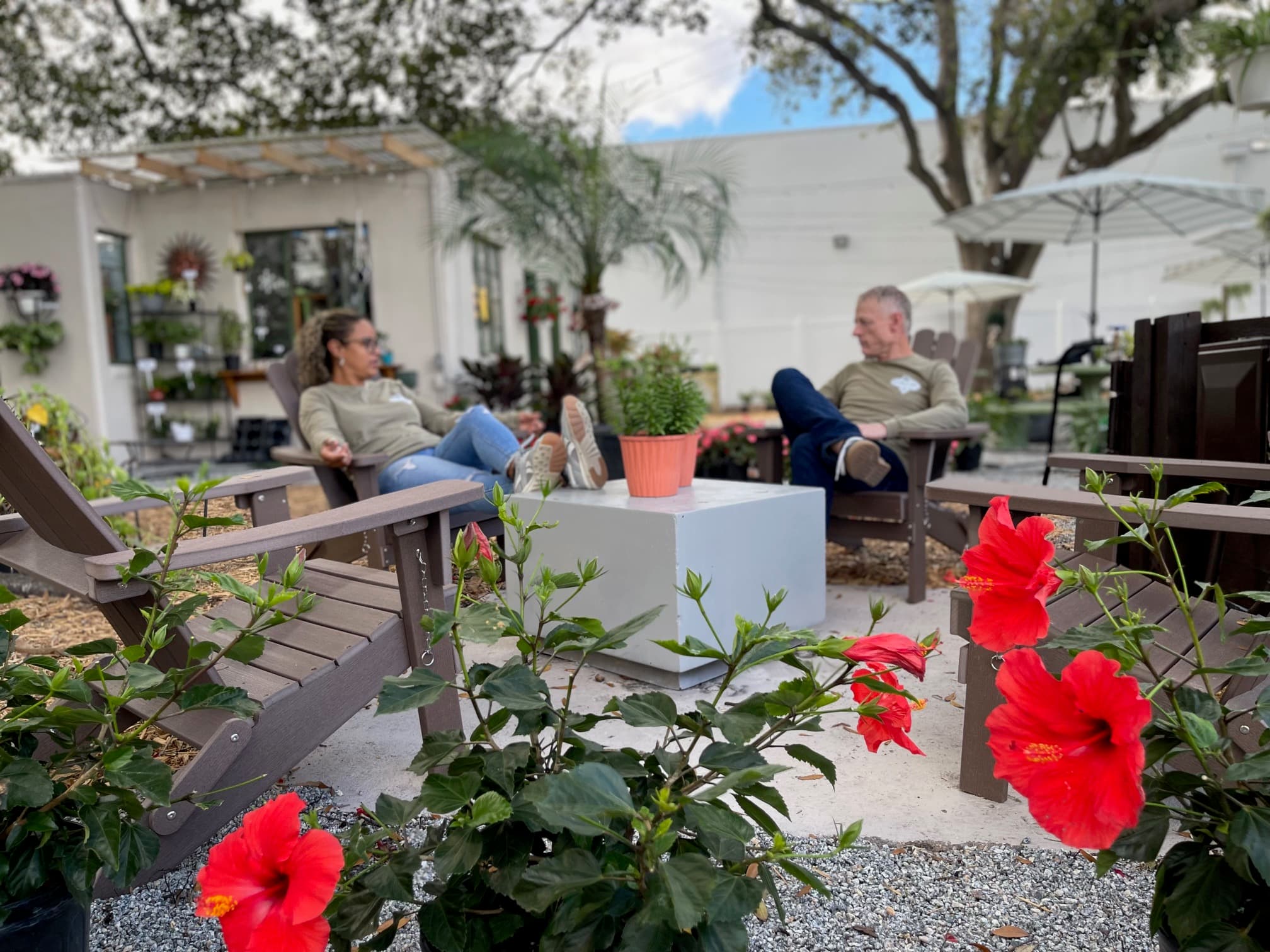 A wide view of the plant shop's interior